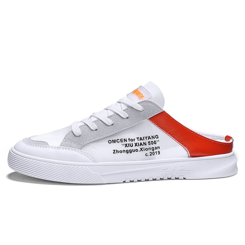 eté demi pantoufles chaussures pour hommes chaussures décontractées coréennes en Une étape chaussures marée chaussures paresseux chaussures: Gray orange / 42