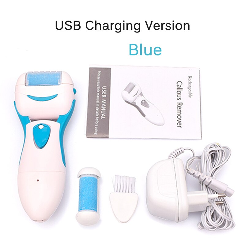 Top Sell Electric Pedicure Tools Foot Care Tool Pedicura Smooth Machine Callu Remover Foot File for Foot Heel Skin Hard Dry Dead: USB Version Blue