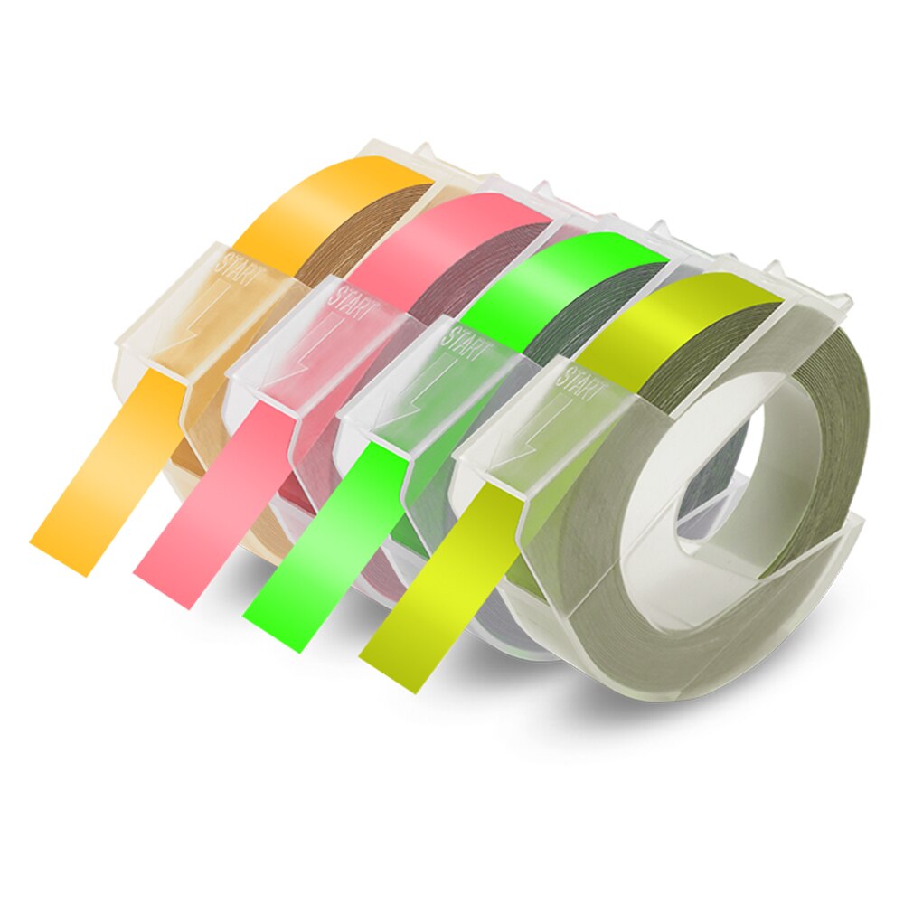 Uniplus 4pk til dymo etikettskriver 3d embossing etikett teip 9mm flerfarge kompatibel dymo teip labeller motex e -101 12967 1610: 3