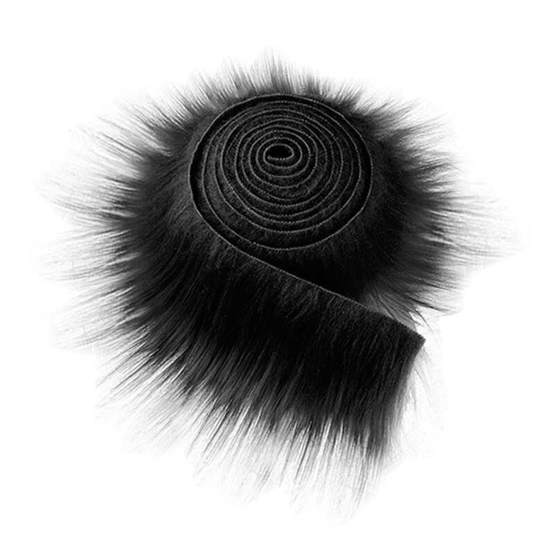 1.5M nastro di pelliccia sintetica abbigliamento fai-da-te cucito soffice cappotto cappuccio cappello nastri nastro rifilatura tessuto pelliccia artificiale per artigianato arredamento: nero