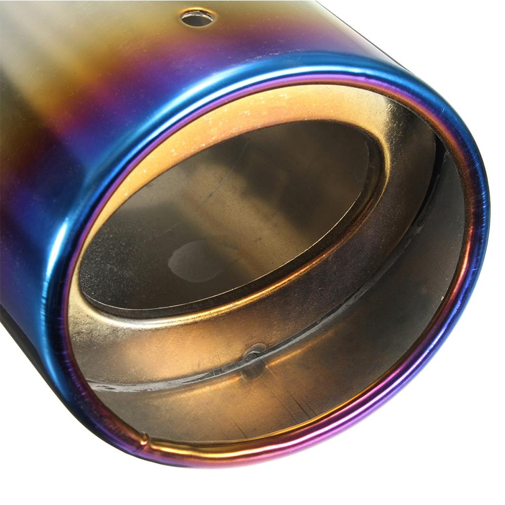2.5'' Universal Inlet Grilled Blue Car Stainless Steel Exhaust Muffler Tip Pipe
