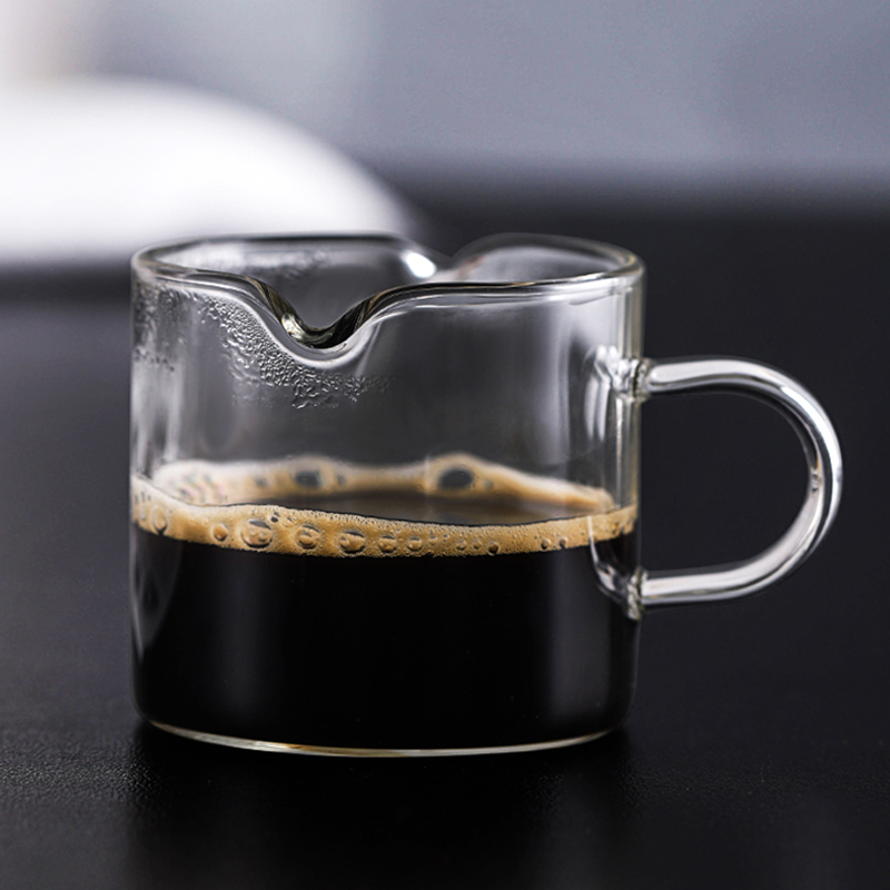 Heat-resisting Glass Espresso Measuring Cup Double/Single Mouth Glass Milk Jug with Handle Glass Scale Measure Mugs