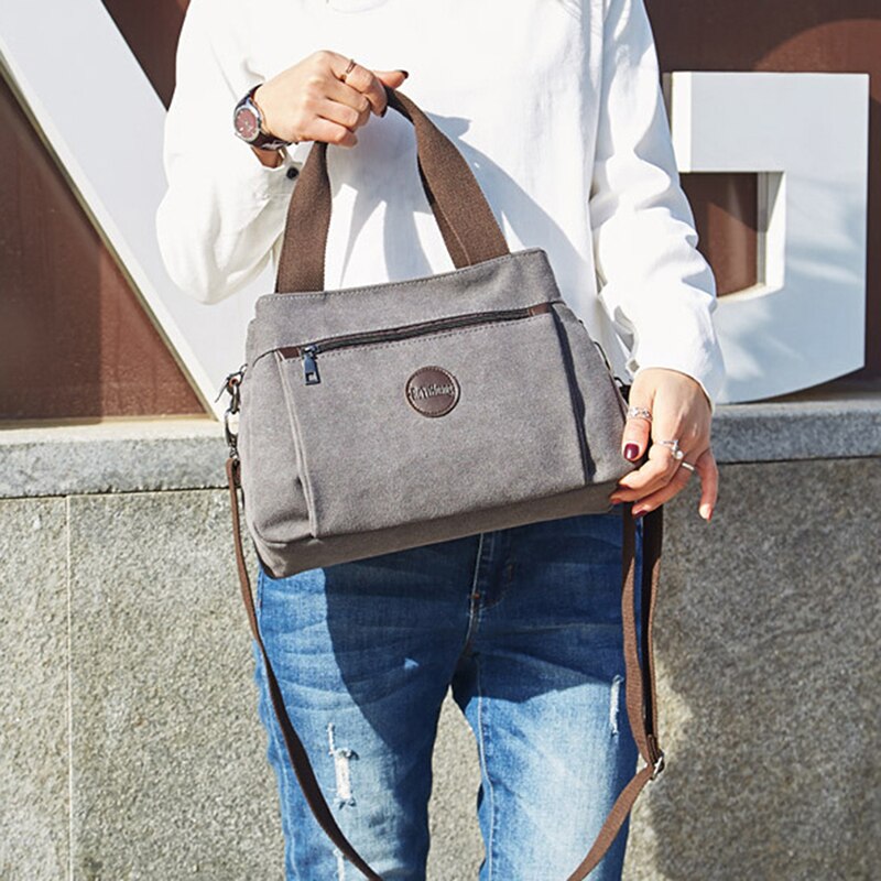 Borsa da donna Casual retrò in tela da donna borsa a tracolla singola borsa da donna in tela Multi-scomparto di grande capacità: Blu