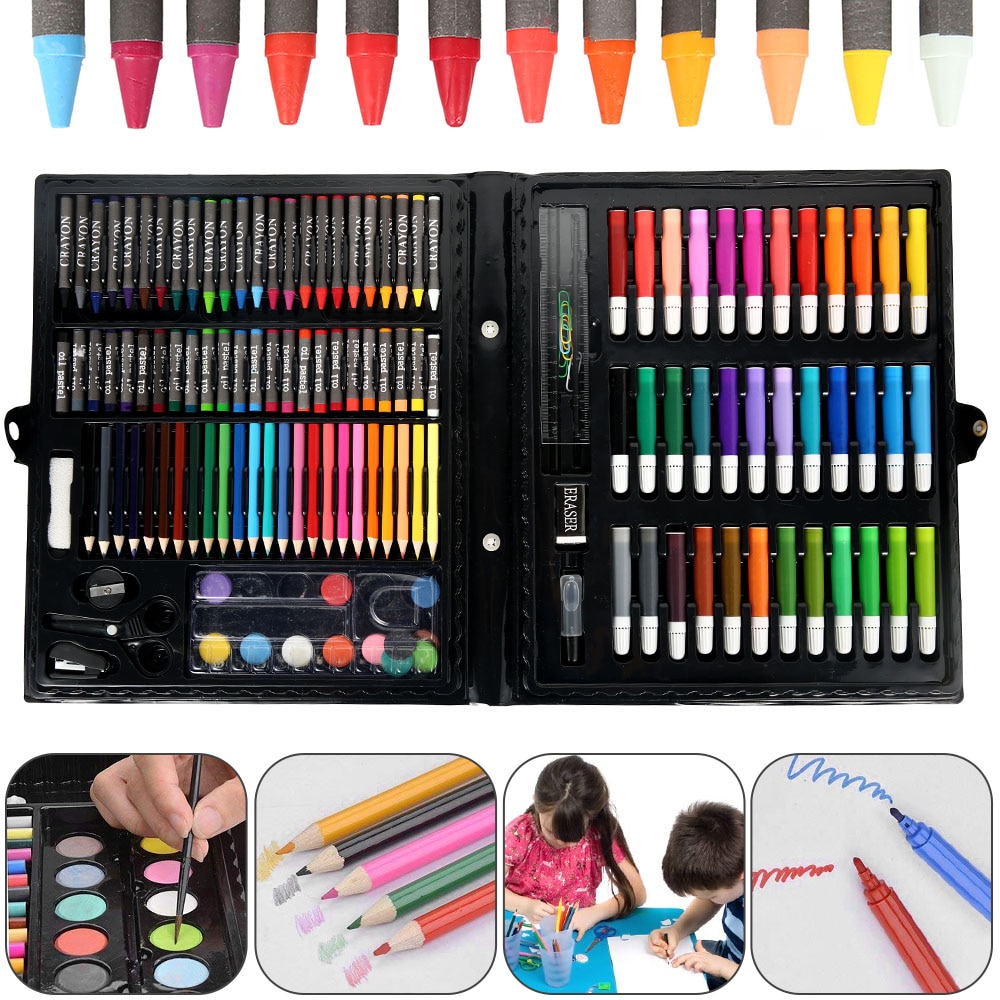 150Pcs Kids Art Set Children Drawing WaterColor Pen Crayon Oil Pastel Painting Tool Art supplies stationery Kit for Student