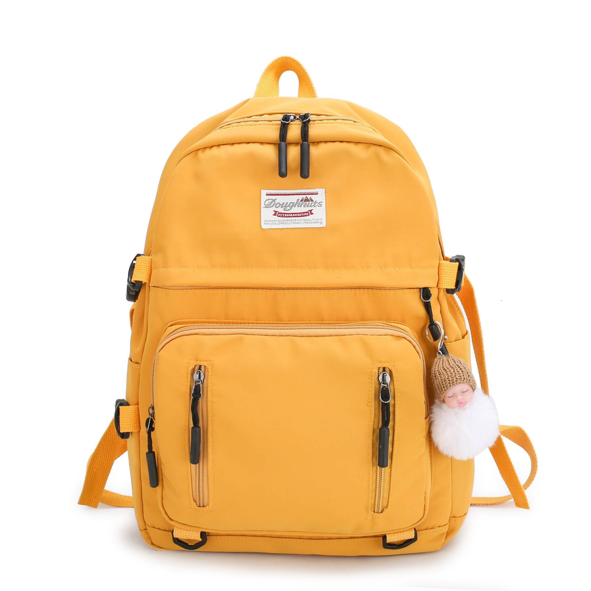 Rosa lona sacos de escola para meninas adolescentes mochila feminina escola grande bookbags sólida estudante adolescente schoolbag preppy novo: YELLOW