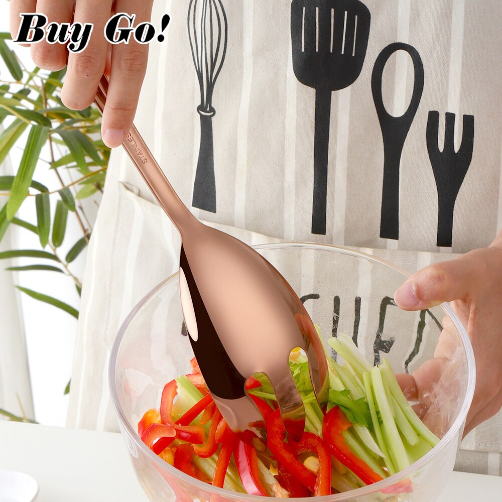Juego de cucharas para servir ensalada, utensilios de Metal para ensalada