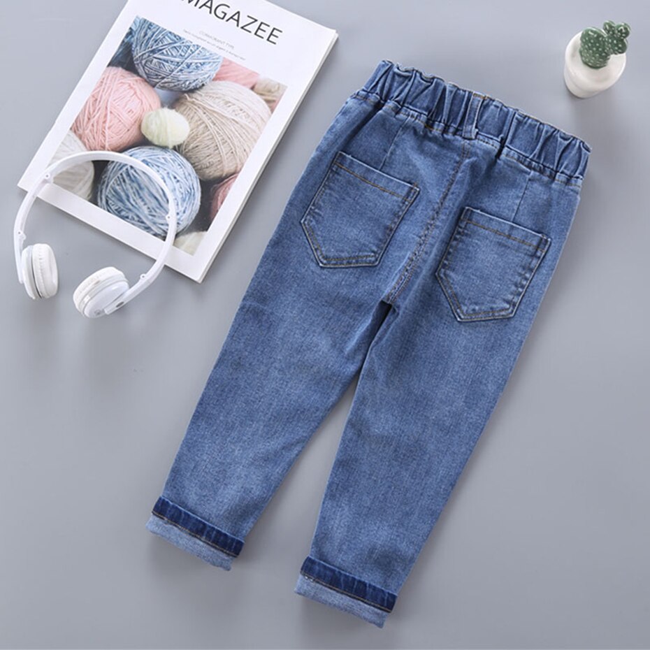 Jeans Meisje Effen Kleur Meisje Jeans Lente Herfst Jeans Voor Kinderen Casual Stijl Kinderkleding