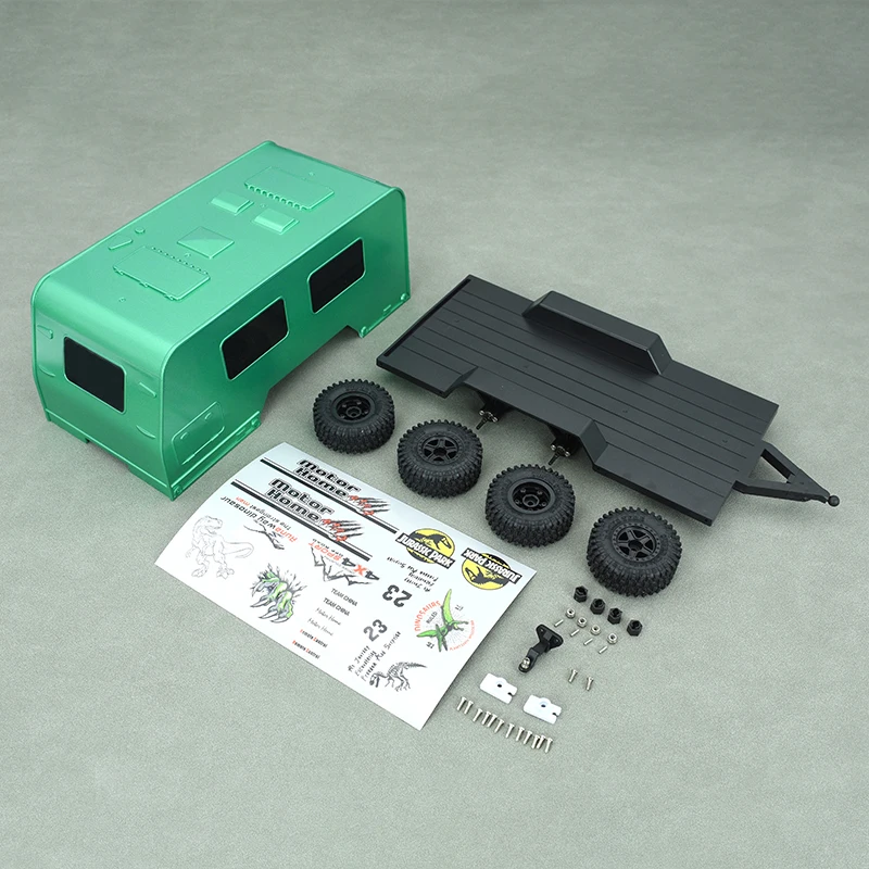 RC Model Motorhome RV Trailer Model for 1/18 RC Car Crawler TRX4M: Burgundy