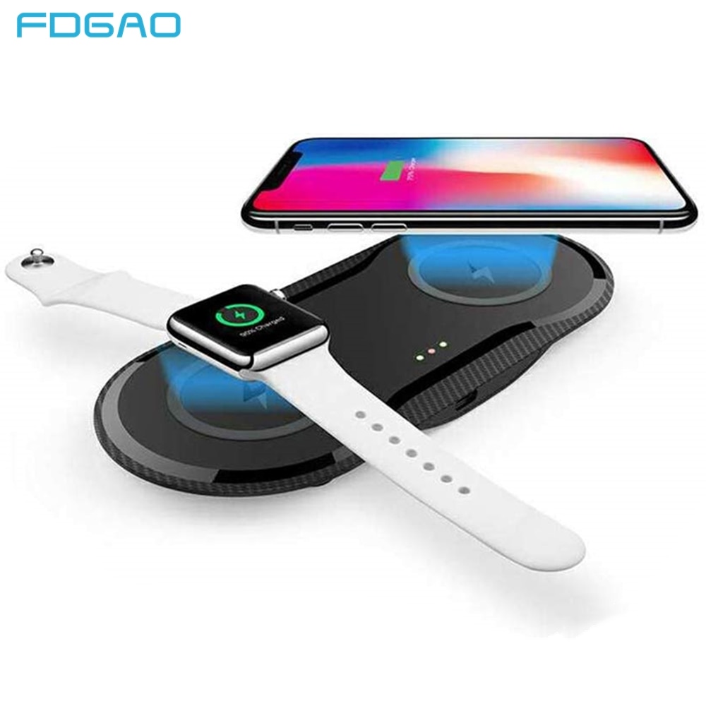 FDGAO Qi Draadloze Oplader Voor Airpods Apple Horloge 5 4 3 2 1 iWatch 10W Snel Opladen Pad voor iPhone 11 Pro XS XR X 8 Samsung S10