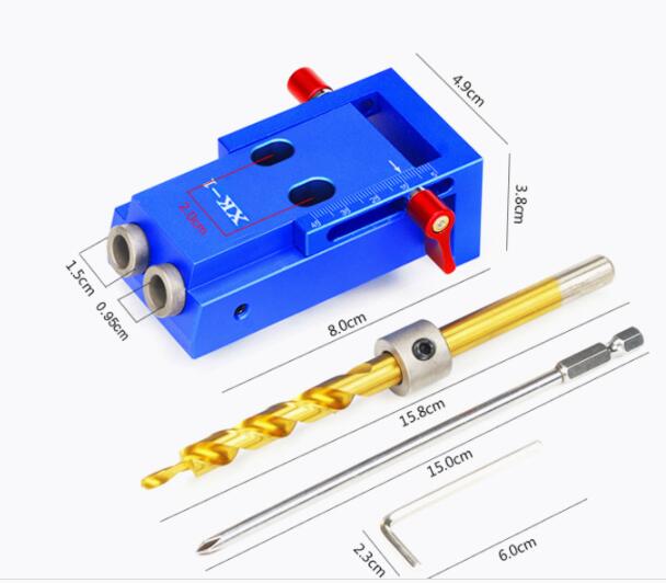 Wood Working tool,Aluminium Alloy Mini Pocket Hole Jig Kit System, Joinery with 3/8" inch 9.5mm Step Drill Bit