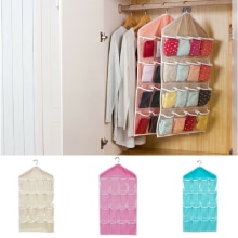 2 Packs 16 Pockets Sock Bra Underwear Hanging Organizer Tidy Rack Hanger Storage Door Bag for Bathroom Living Room Home Sundries