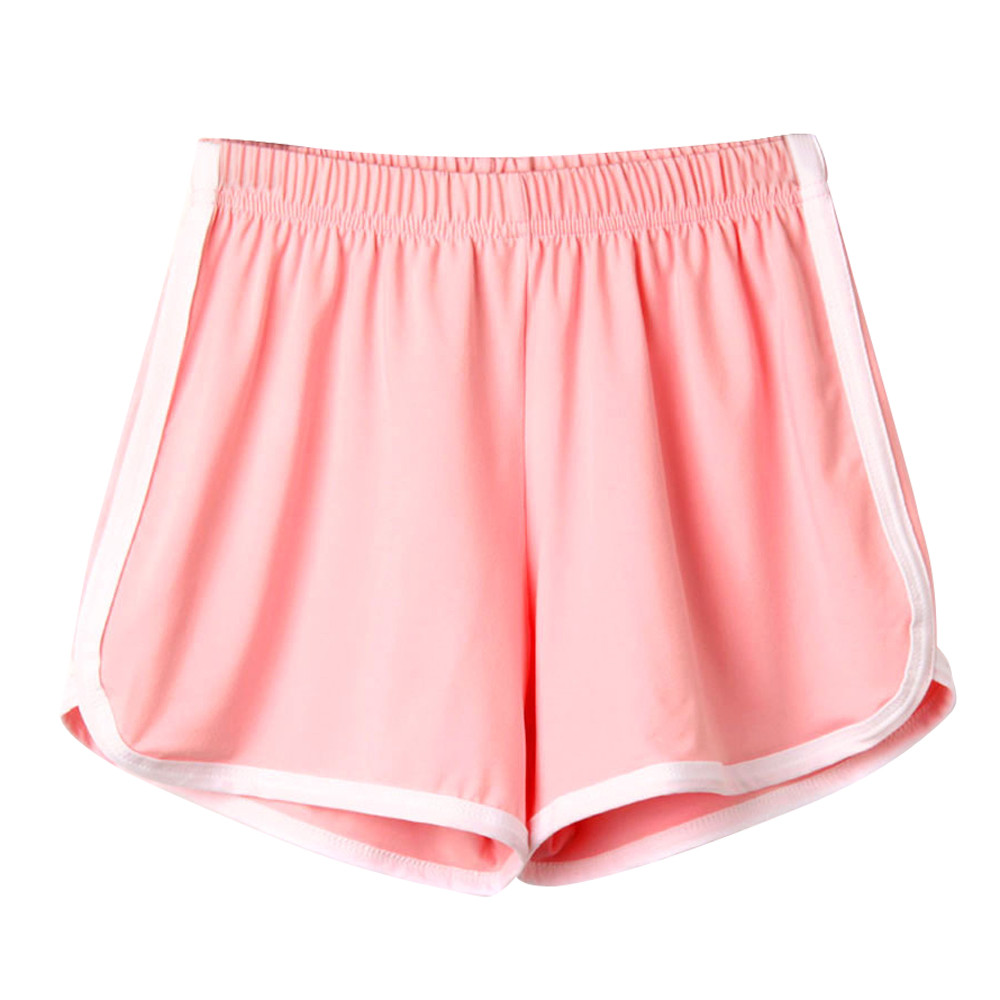 Mode vrouwen korte Effen kleur thuis toevallige Korte Lady Elastische Taille katoenen Shorts Strand Mini Korte lady streetwear: Pink / L