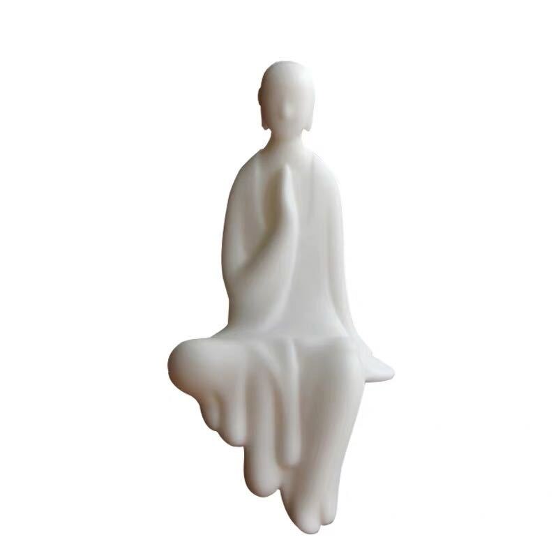 Chinois poterie Figure ornement Zen poupée Dehua blanc en céramique petits ornements Mini décorations Mini ensemble de thé décor à la maison