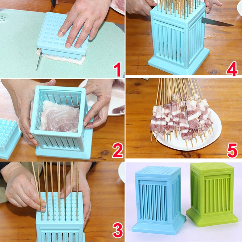 49 fori Carne Spiedo kebab creatore Macchina Scatola di Carne di Manzo creatore griglia barbecue Accessori Da Cucina barbecue Strumenti per il Campeggio