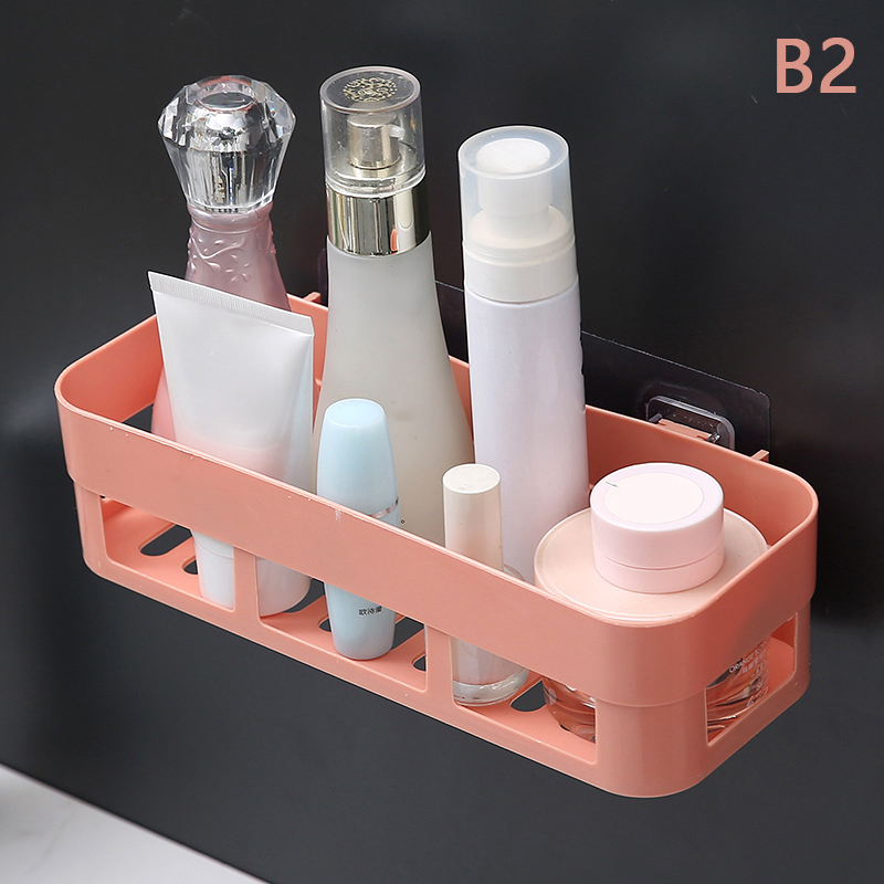 Organizador de estantes de baño sin taladro, estante de almacenamiento de ducha, soporte de champú de plástico para inodoro, montaje en pared, accesorios de baño