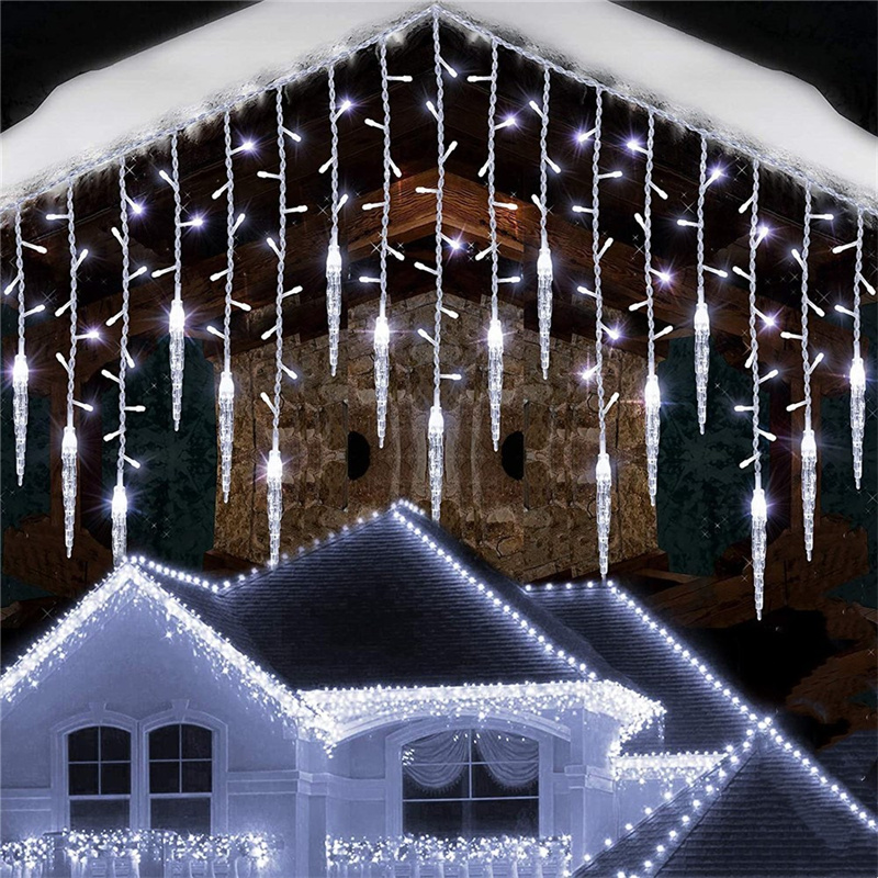 Guirxiété Lumineuse LED de Noël Extérieure, Rideau de Glaçons, Lumière Dégradée Droop, Centre Commercial, Jardin, Rue, Lumière Décorative, 5m-28m, 0.6-0.8m