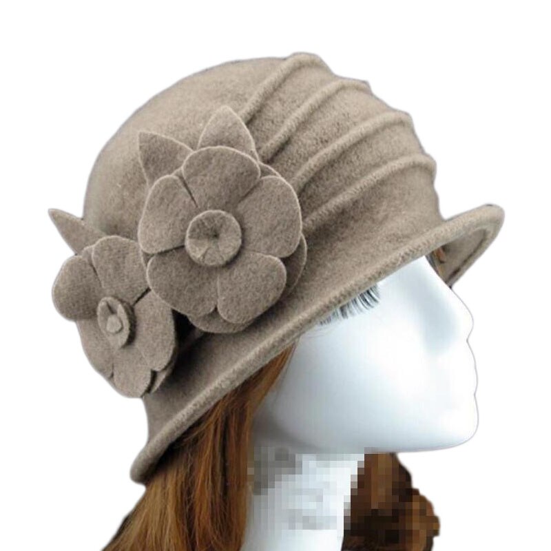 2018 nuove donne fedora 100% cappelli invernali a cupola in pura lana per donna floreale casuale marca calda signora autunno floscio morbido ragazze fedora