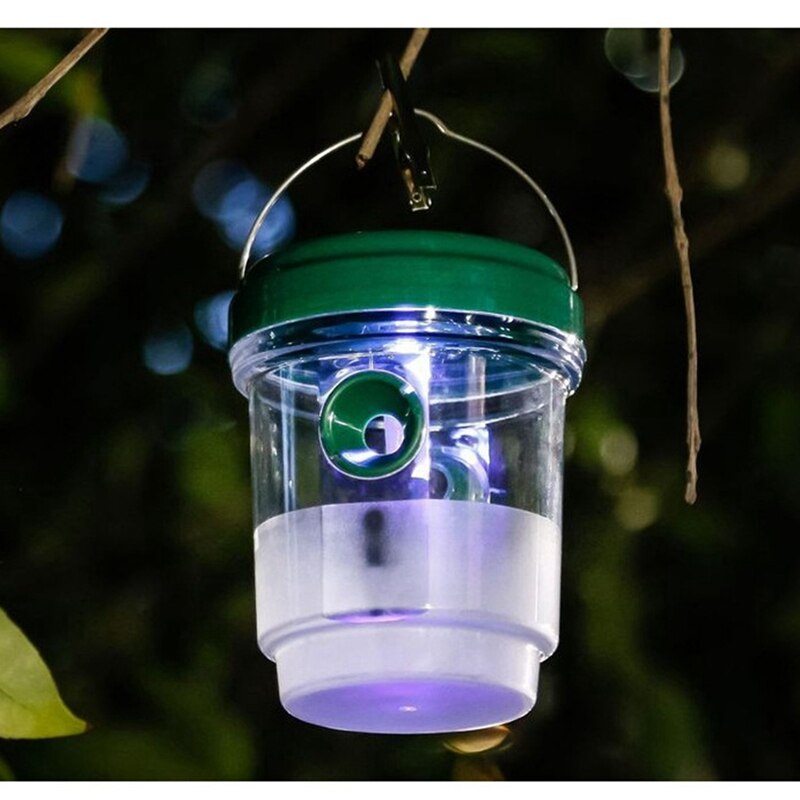 2 Pack Solar Wasp Traps Outdoor, Solar Powered Wasp Cather Hanging With Light, Reusable Bee Trap Catcher For Hornets