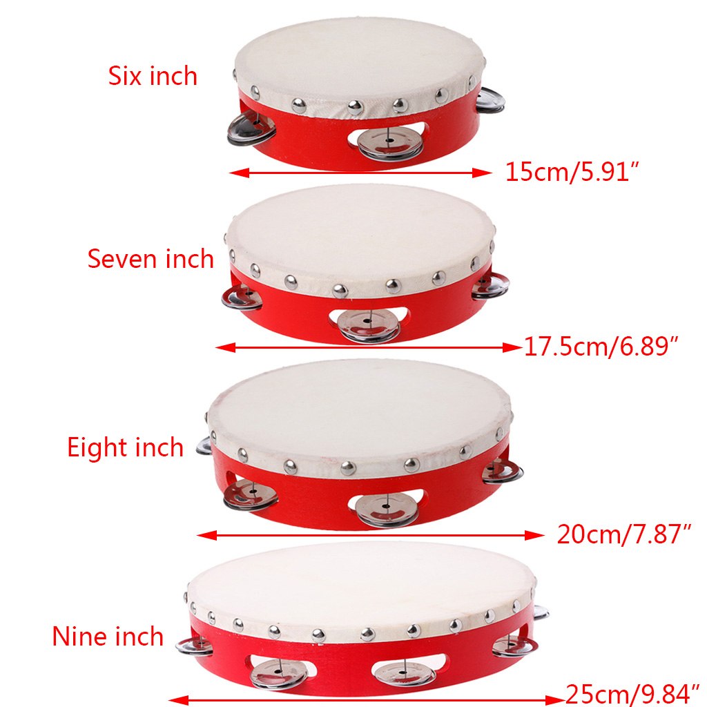 Tamburyn bęben ręczny dzwon instrumenty perkusyjne bębenek baskijski dzwony nagrania te zostały zarejestrowane Zabawka muzyczna