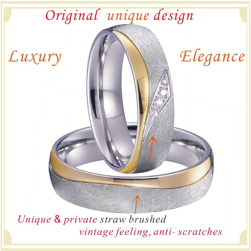 Unieke Handgemaakte Lover 'S Paar Trouwringen Voor Mannen En Vrouwen Goud Zilver Kleur Eco Titanium Sieraden Huwelijk Vinger ring