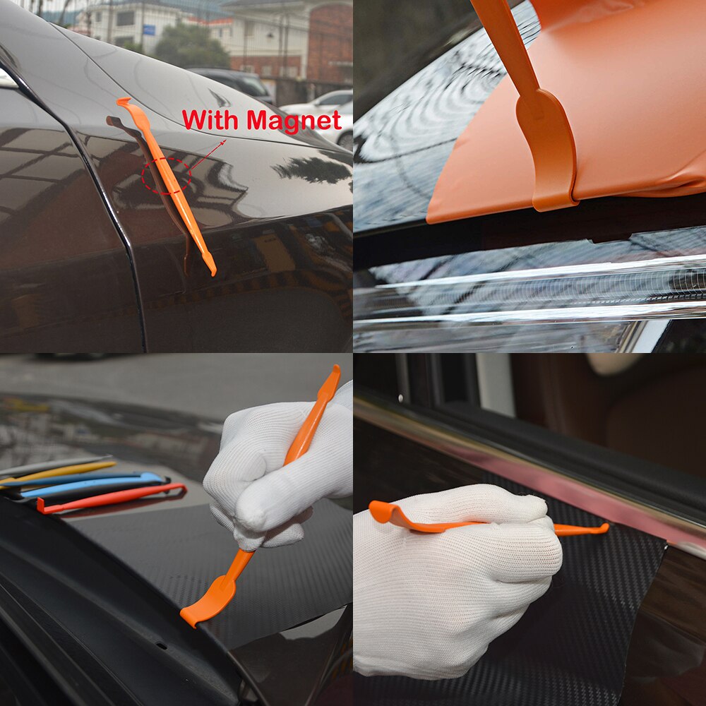 FOSHIO 4pcs Car Vinyl Film Wrap Micro Stick Magnet Squeegee Scraper Car Sticker Styling Tool Window Tint Wrapping Install Tool