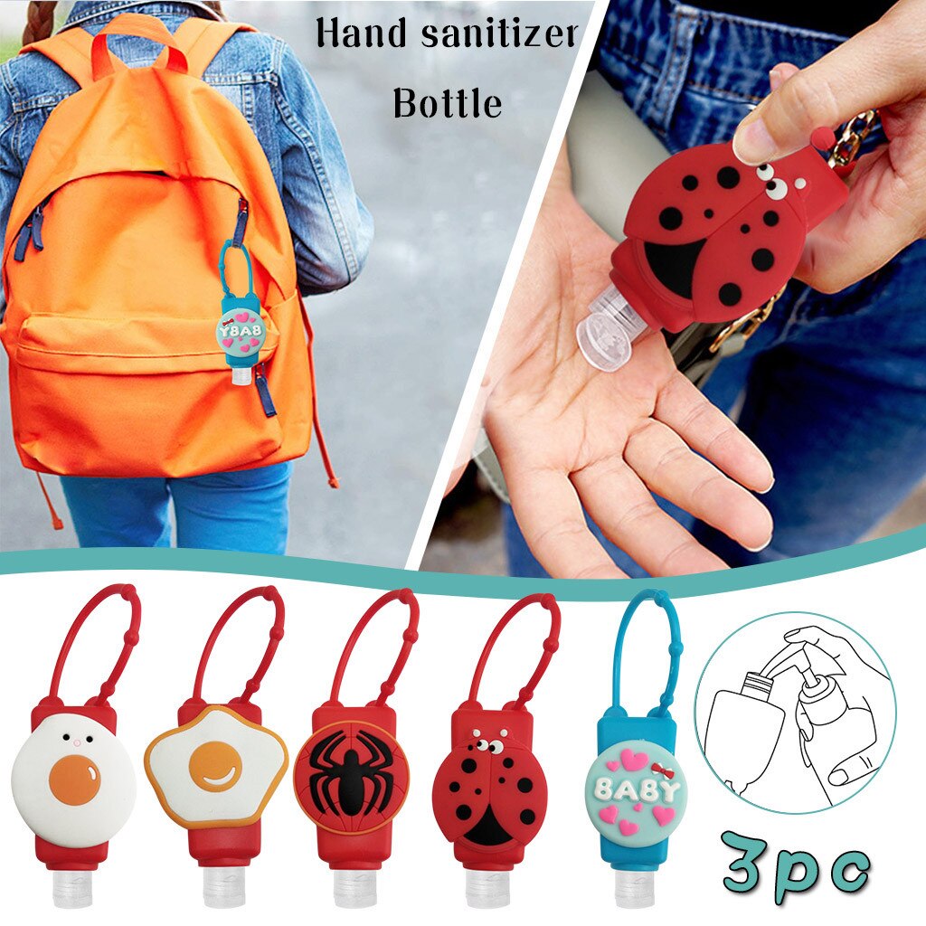 3 st 30ml silikon handsprithållare handdesinfektionsmedel dispensering handsprit hållare nyckelring bärbar dispensering