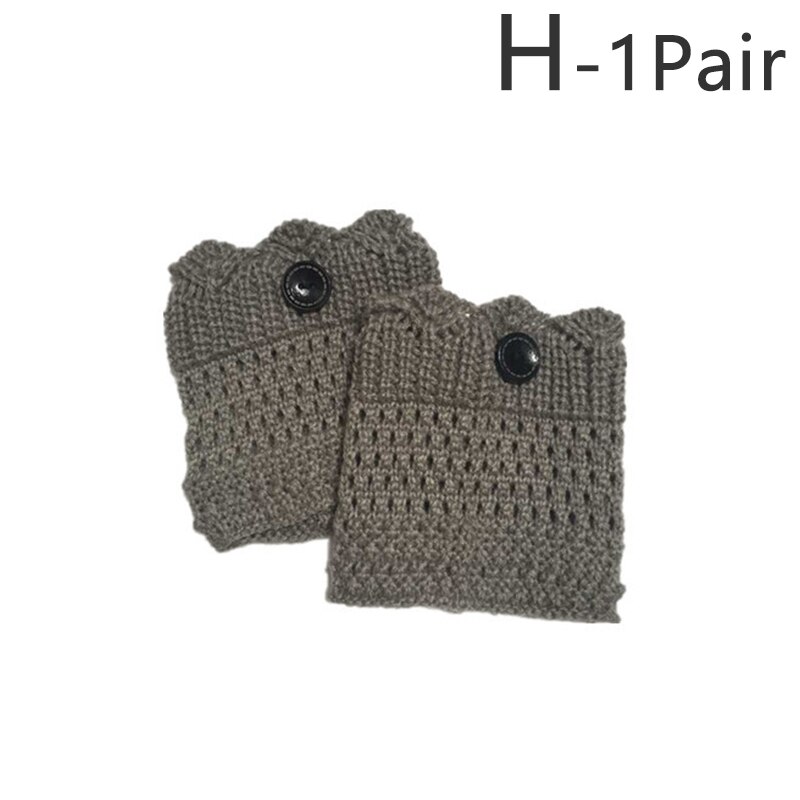 Calentadores de piernas de Invierno para mujer, botas de punto de ganchillo, puños, botas cortas elásticas, calcetines negros, botas cálidas informales de , 2 piezas: Gris