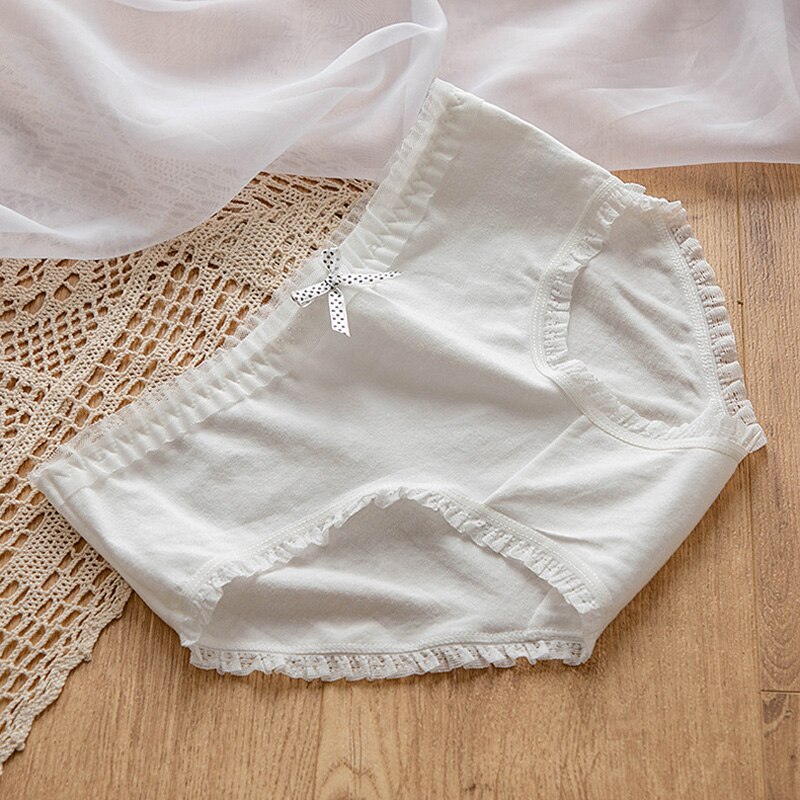 Nuovo intimo 5 pz/borsa nuovo cotone bella vita media slip mutandine ragazza bianco adolescenti intimi studenti l-xl