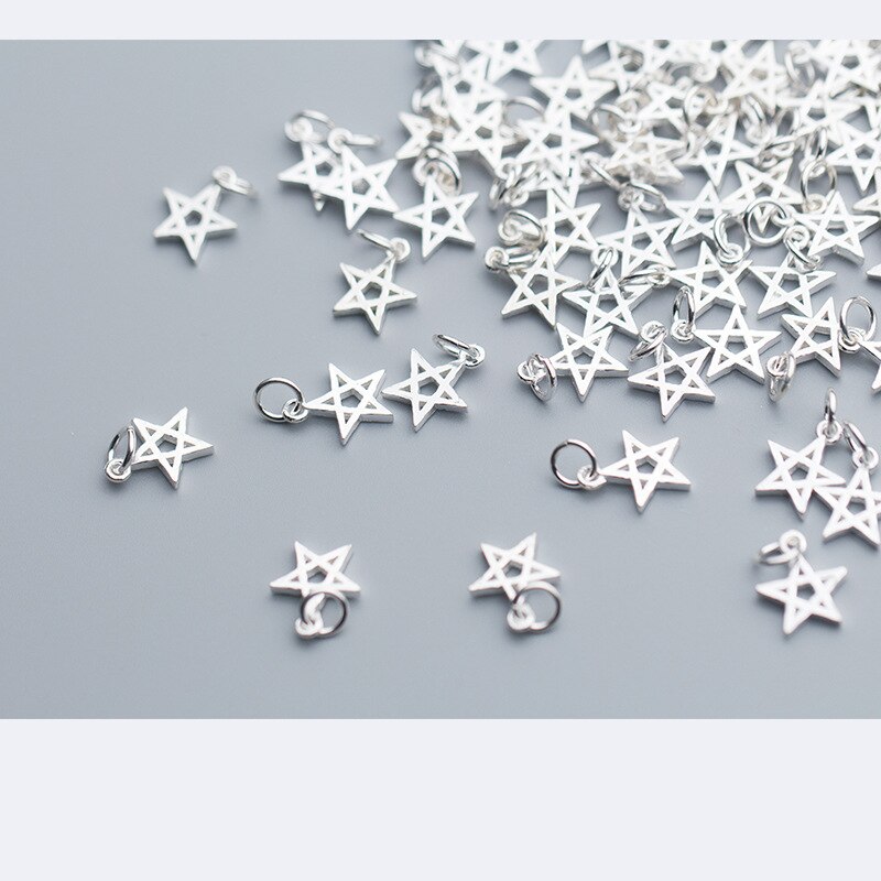 925 Sterling Silver Hollow Out Lucky Star Charms Handmade Craft S925 Silver Pendants Accessories DIY Jewelry Making For Women