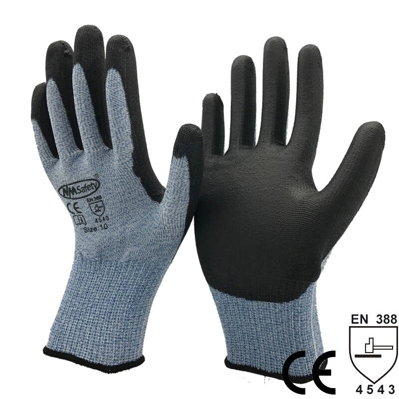 NMSafety Cut Resistant Gloves Hppe Anti-Cut Glove Working Protective Wear-Resistant Safety Work Gloves: DY110-PU-HS / M