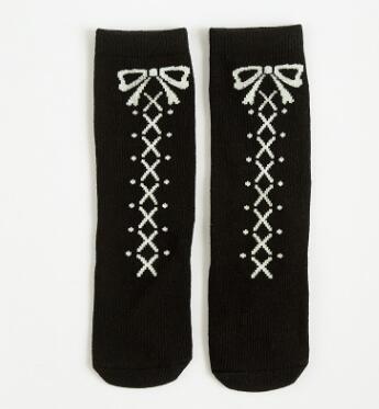 Mädchen Socken knie hohe Kinder Baby Nette bär panda druck Baumwolle Socken bein wärmt herbst tuch junge knie socke kleinkind socke: Bow black