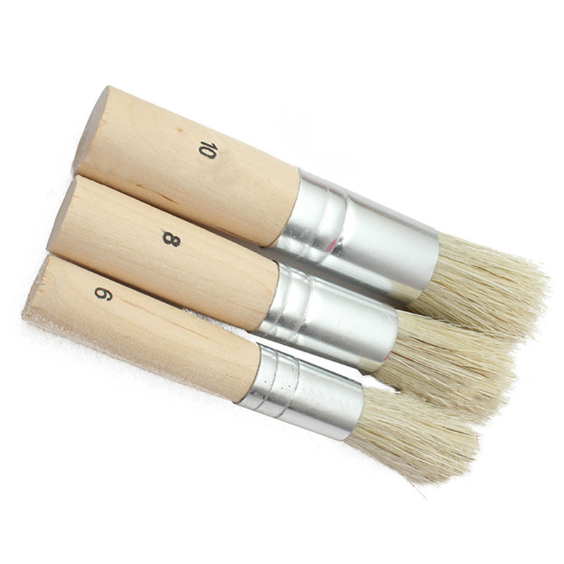 Agatige 6PCS Wooden Stencil Brush Set - Nylon Bristles For Painting & DIY Crafts
