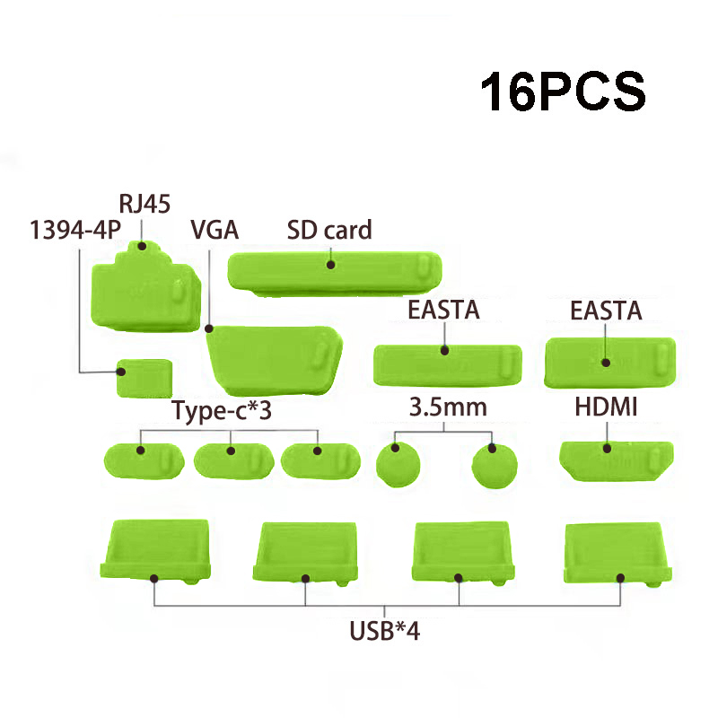 13 pçs/set Colorido Silicone Anti Poeira Tampa Da Ficha Stopper plugue poeira Laptop laptop à prova de poeira plugue poeira usb Acessórios de Computador: verde
