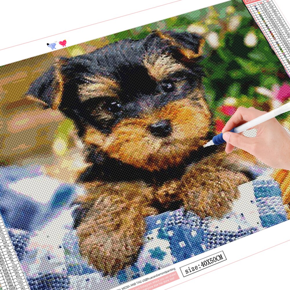 HUACAN 5D diamant broderie chien Animal peinture point de croix pleine mosaïque photo artisanat décor à la maison