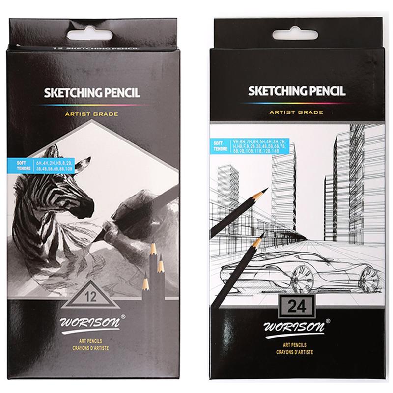 24 stk. tegne blyantsæt væsentlige skitser blyantsæt giftfri miljøbeskyttelse til tegning