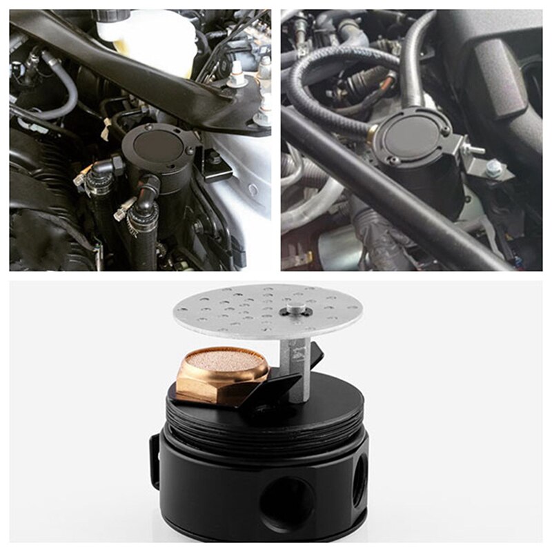 Oil Catch Can Tank Aluminum Reservoir Oil Catch Tank Fuel Tank Parts Two Hole Breathable Kettle Universal Baffled