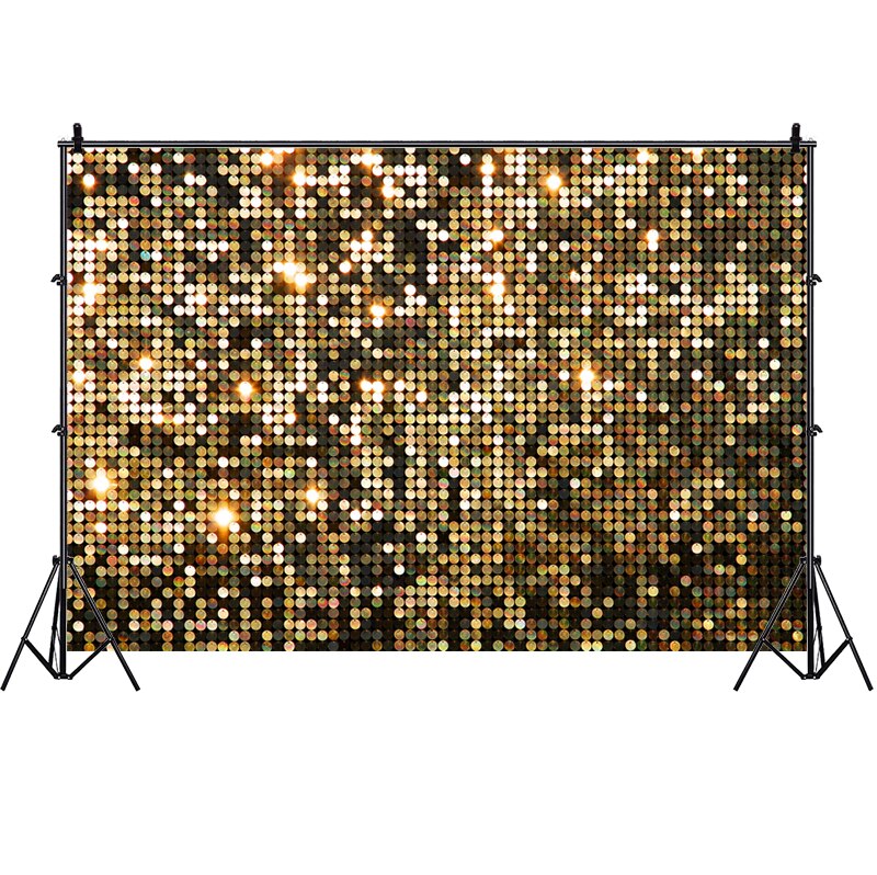 Gelukkige Verjaardag Achtergrond Disco Shining Gold Glitter Pailletten Volwassen Wedding Party Fotografie Achtergrond Voor Foto Studio Props