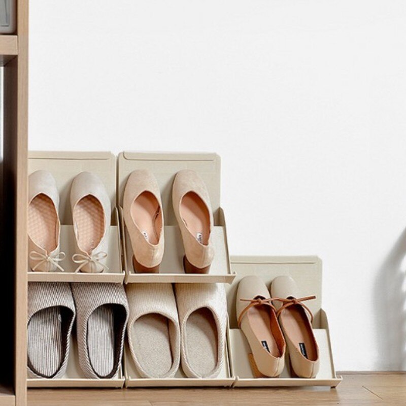 Stapelbaar Schoenenrek Zet In De Hoek Punch Gratis Rack Slippers Schoenen Organizer Opslag Gratis Stiksels Combinatie Schoen Rekken
