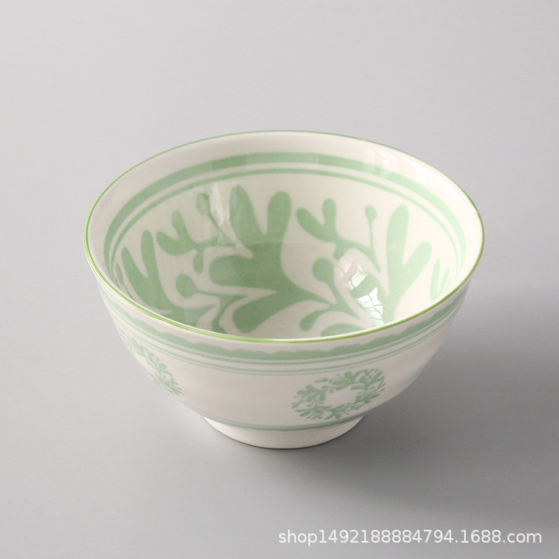 Bol à riz fileté de 4.5 pouces, petit bol de ménage à salade en céramique de Style japonais vaisselle accessoires de cuisine bol Ramen: BLEU CIEL