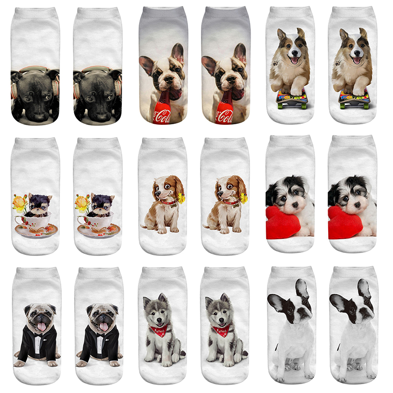 Socks Women 9 Pairs Set Retro Elephant Print Socks Female And Interesting Animal 3D Printed Breathable Cotton Socks: AS11-3