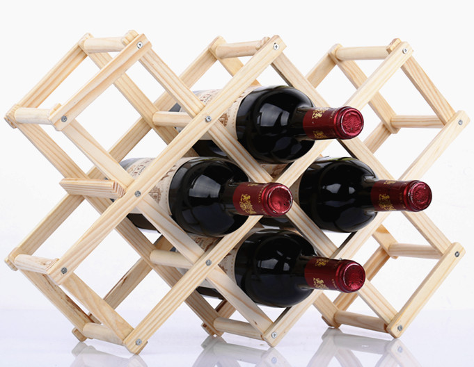 folding wine wooden frame European wooden wine display stand solid wood wine rack WF4201513: 10 bottles