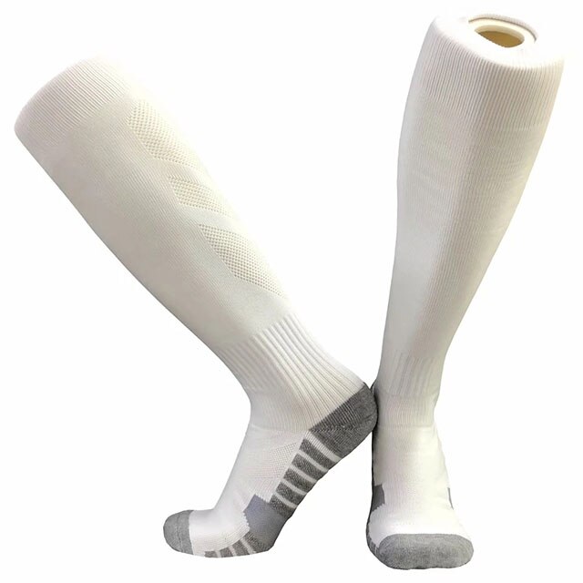 Durable Sports Socks Knee Legging Stockings Soccer Baseball Football Over Knee Ankle Men kids Socks Cycling CJM624: white / Adult size