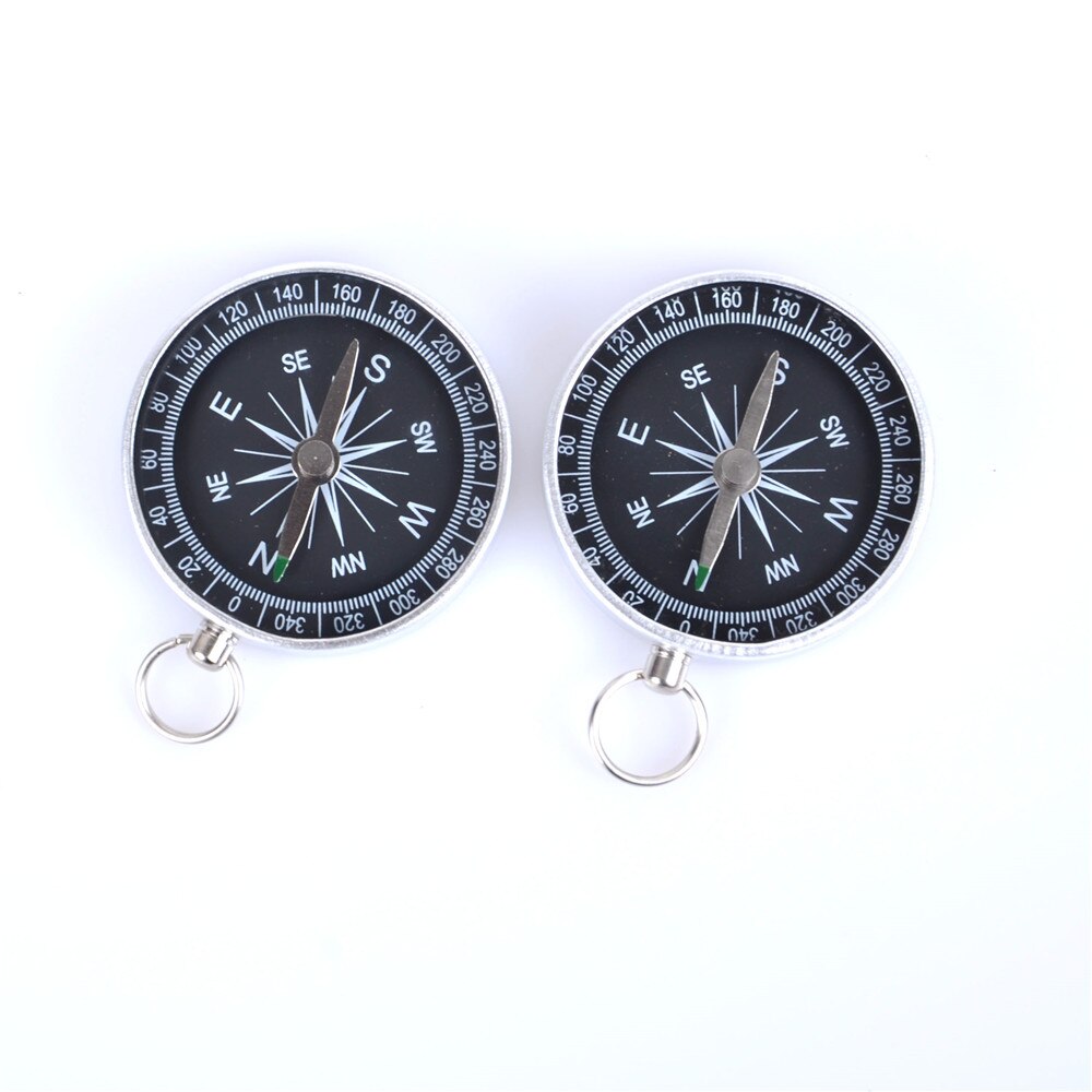 HSEAYM Metal Compass Lightweight Aluminum Survival Tool Buckle Car Camping Hiking Pointing Guide Portable Handheld Compass: 2 PCS