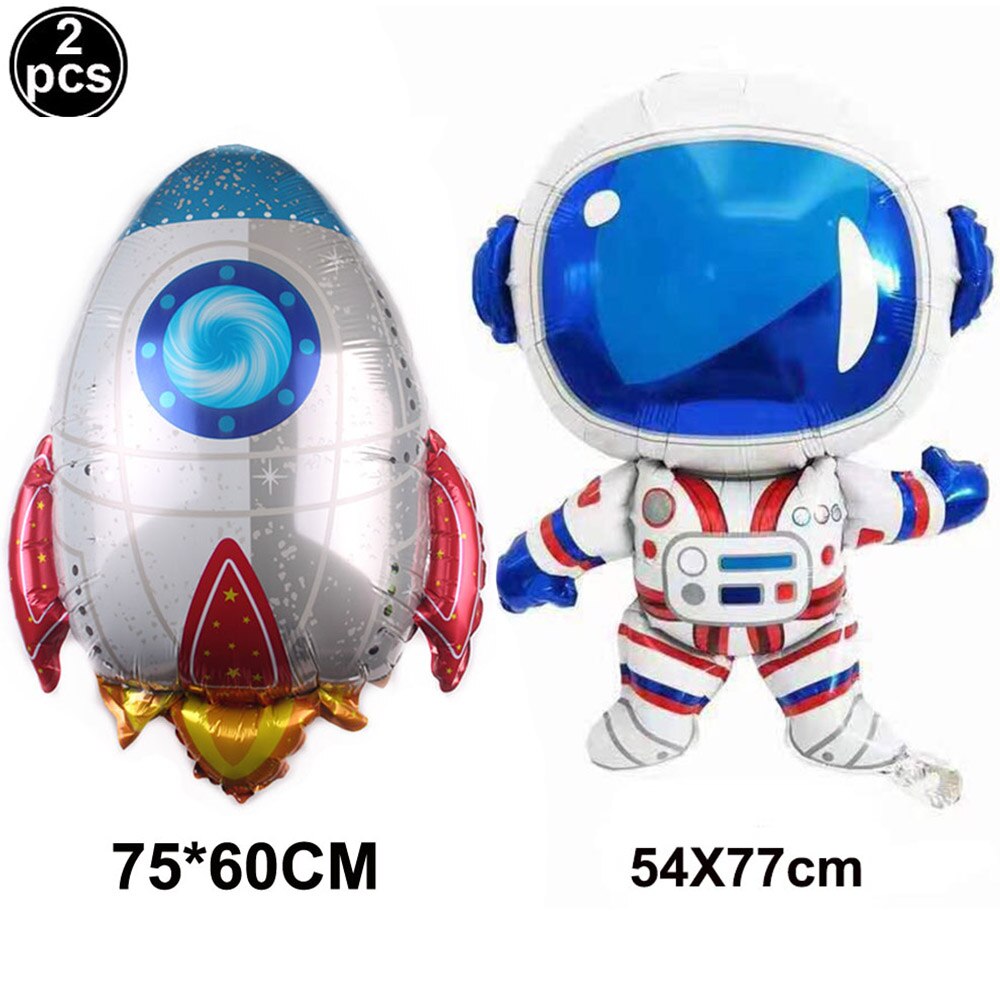 2pcs /Set Space Balloons Space Rocket Astronaut for Boy Galaxy Space Theme Party Kids Birthday Babyshower Birthday Decorations: 02