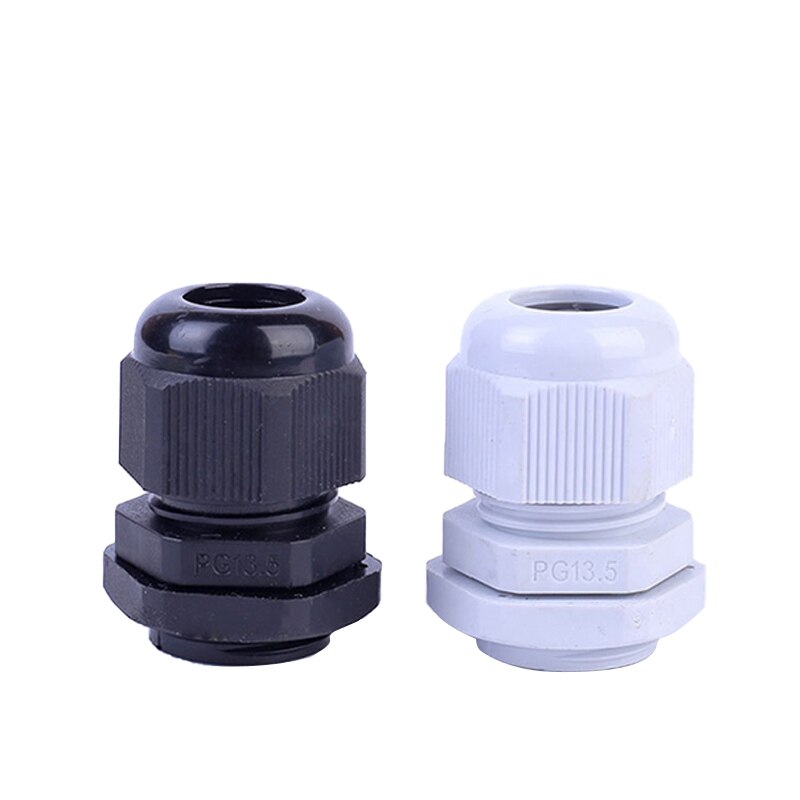 10pcs IP68 PG7 PG11 PG13.5 PG16 PG21 PG25 for 3-6.5mm Wire Cable CE White Black Waterproof Nylon Plastic Cable Gland Connector
