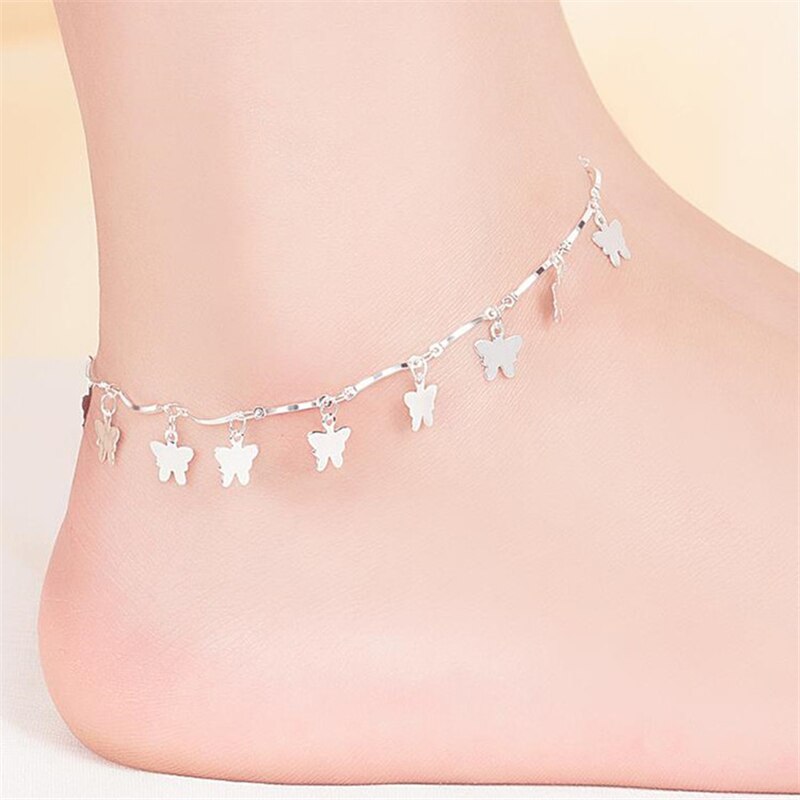 Kofsac Mode-sieraden 925 Sterling Zilveren Enkelbanden Voor Vrouwen Leuke Vlinder Enkels Chain Armbanden Girl Party Accessoires