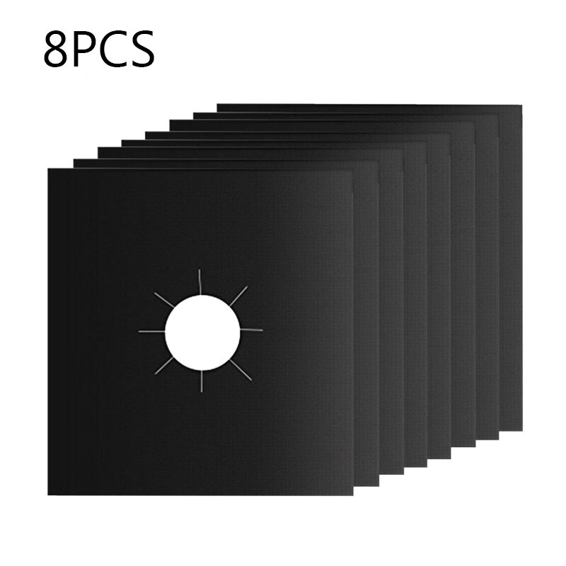 TEENRA 4Pc/set Gas Stove Cover Clean Mat Protector For Gas Stove Oil Protector Mat Reusable Oil Foil Kitchen Tools: 8pcs