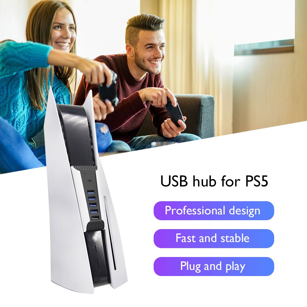 Voor PS5 Usb Hub Adapter 6 Poorten USB3.0 Splitter Expander High Speed Adapter 1 Tot 5 Multi Poorten Voor P5 host Plug En Play Console