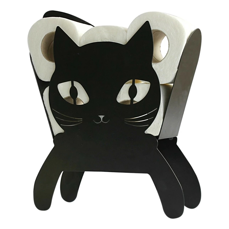 Portarrollos de papel higiénico de gato negro, accesorios de cocina para baño, estante de almacenamiento de pañuelos, rollo de hierro fundido, decoración, novedad: Black Cat