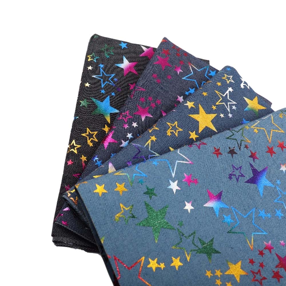 AHB 40*50CM Weichem Denim Stoff Bunte Folie Sterne Stoff NäHenne Decke Cowboy Handgemachte Handwerk Stoff DIY Kleidung taschen Materialien